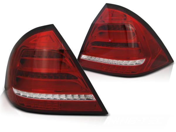 Voll LED Lightbar Rückleuchten für Mercedes C-Klasse W203 Limo  00-04 Rot/Chrom